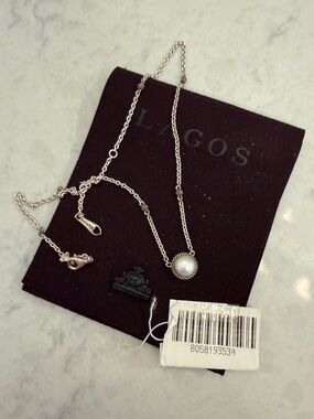 LAGOS Silver Chain Necklace with White Pearl Station